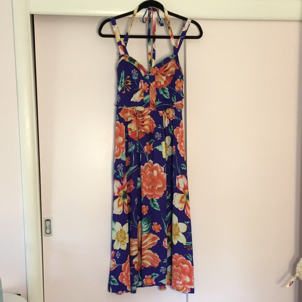Anthropologie  x Moulinette Soeurs Blue Floral Dress Size 2